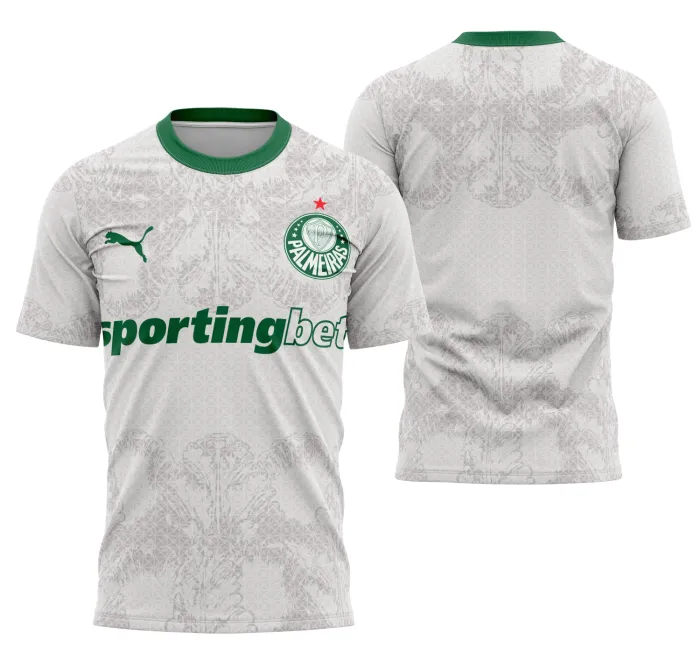 Camiseta unissex preta com logo no peito e estampa grande nas costas do Palmeiras Mundial de Clubes 2025, perfeita para torcedores e fãs de futebol.