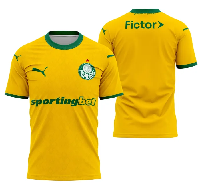 Camisa unissex preta com logo no peito e estampa grande nas costas do Palmeiras Tercera 2025, modelo moderno e confortável, perfeita para torcer com estilo e paixão pelo time.