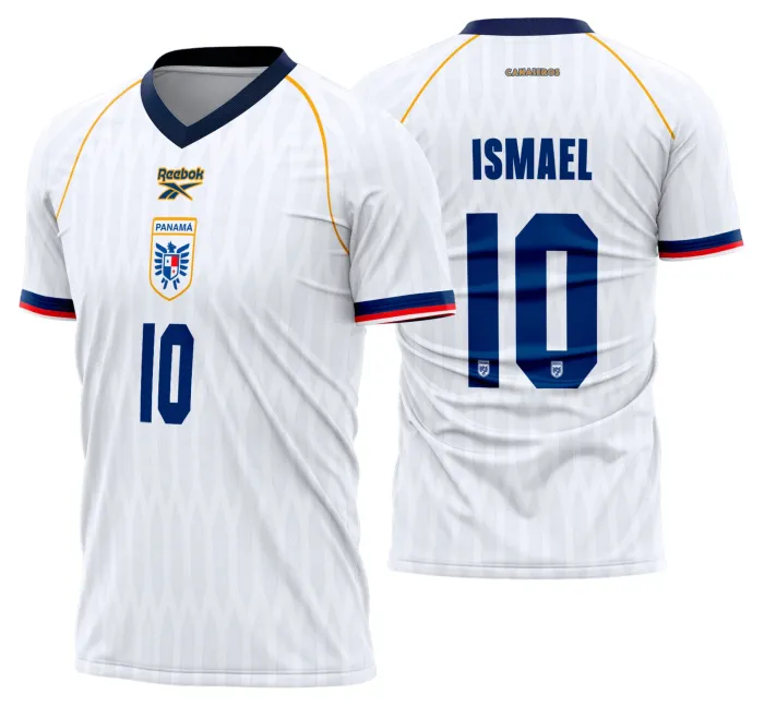 Camiseta unissex preta com logo no peito e estampa grande nas costas temática Panamá Reserva 2026-2028, perfeita para um visual moderno e cheio de personalidade.