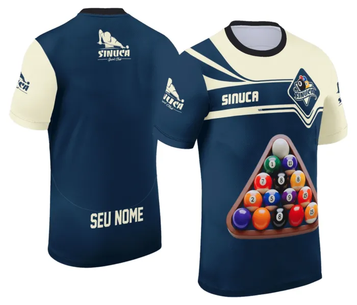 Camiseta unissex preta com logo no peito e estampa grande nas costas representando sinuca Snook bilhar, perfeita para quem ama o jogo e quer estilo exclusivo no visual.