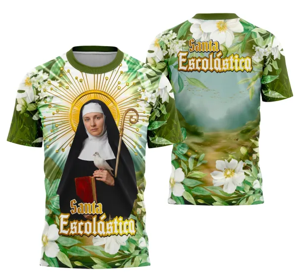 Arte Camisa Santa Escolástica Religião