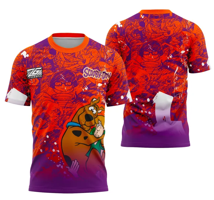 Camiseta unissex preta com logo no peito e estampa grande nas costas do Scooby Doo Interclasse 2025, ideal para fãs e eventos escolares.