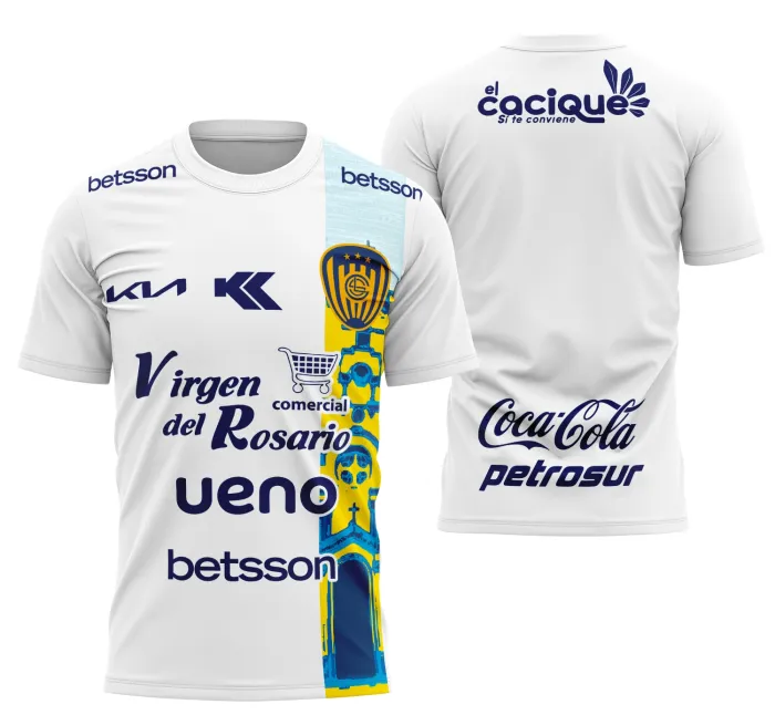 Camiseta unissex preta com logo no peito e estampa grande nas costas do Sportivo Luqueño Kit Away 2025, ideal para fãs do time e colecionadores.