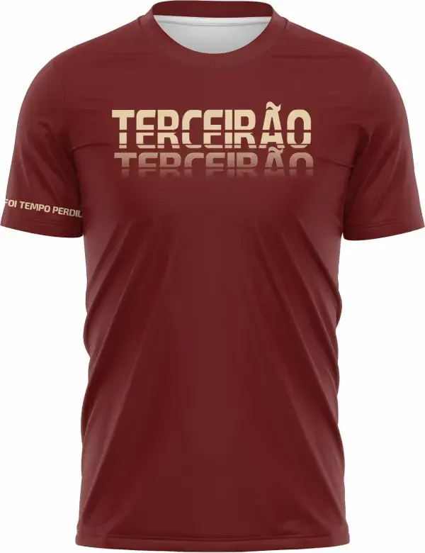 Camiseta unissex preta com logo no peito e estampa grande nas costas mostrando ampulheta e frase Tempo Perdido, design perfeito para turma do terceirão.