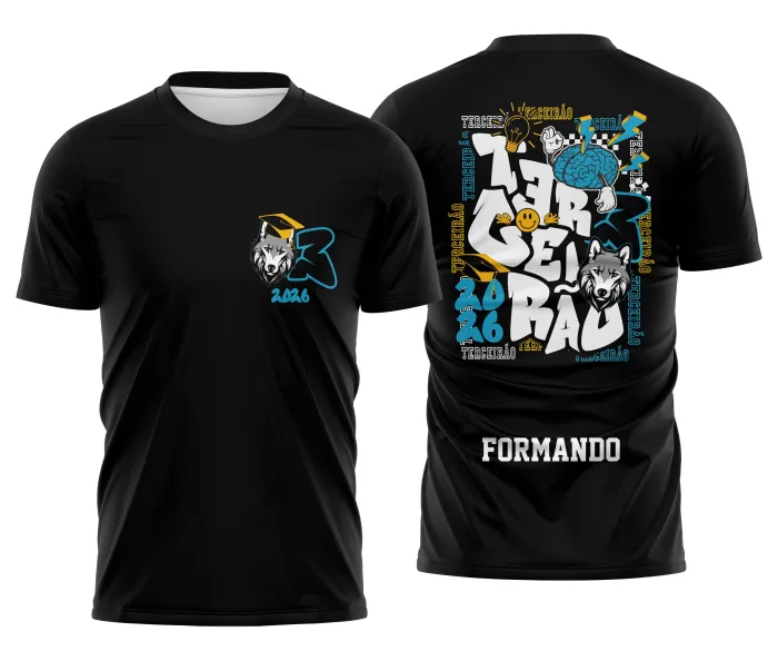 Camiseta unissex preta com logo no peito e estampa grande nas costas mostrando um lobo em estilo graffiti, perfeita para quem quer estilo único e marcante no visual.