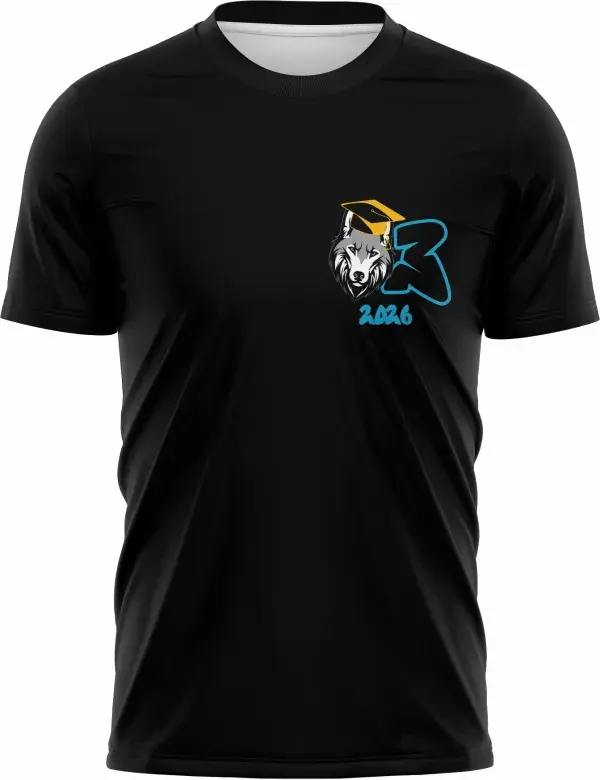 Camiseta unissex preta com logo no peito e estampa grande nas costas mostrando um lobo em estilo graffiti, perfeita para quem quer estilo único e marcante no visual.