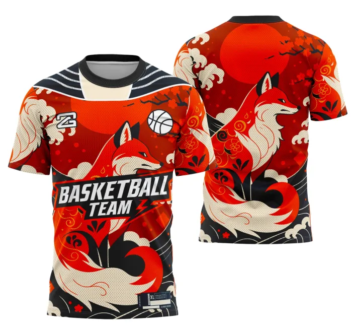 Camiseta unissex preta com logo no peito e estampa grande nas costas representando time de basketball com número 10, design moderno e esportivo para fãs do basquete.