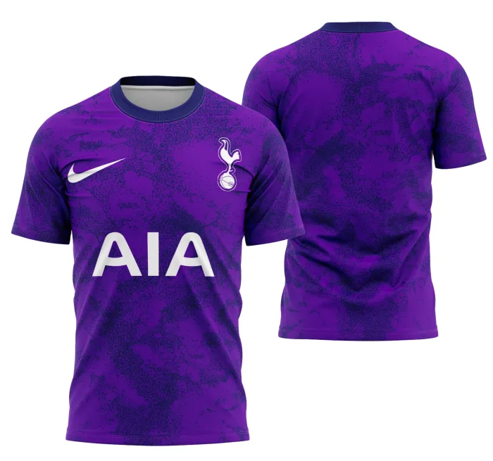 Camiseta unissex preta com logo no peito e estampa grande nas costas inspirada no Tottenham FC Kit 25-26, ideal para fãs do time e torcedores.