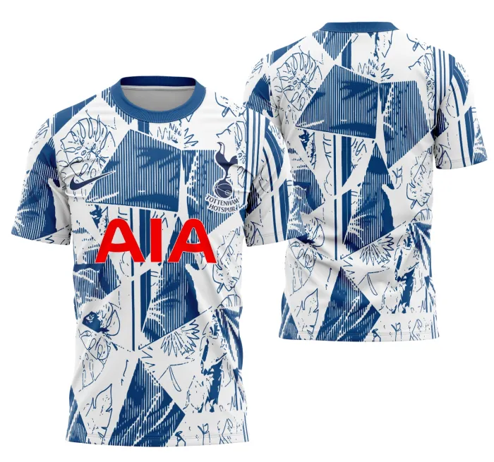 Camiseta unissex preta com logo no peito e estampa grande nas costas do Tottenham Terceiro Conceito 2025, ideal para fãs do time com estilo moderno e esportivo.