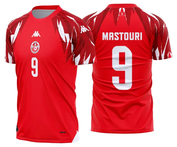Camiseta unissex preta com logo no peito e estampa grande nas costas, tema Tunisia Reserva 2026-2028, perfeita para estilo casual e eventos esportivos.