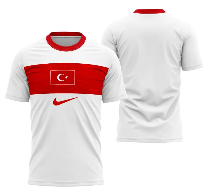 Camiseta unissex preta com logo no peito e estampa grande nas costas com tema da seleção Turquia Away, perfeita para quem quer estilo e paixão pelo futebol.