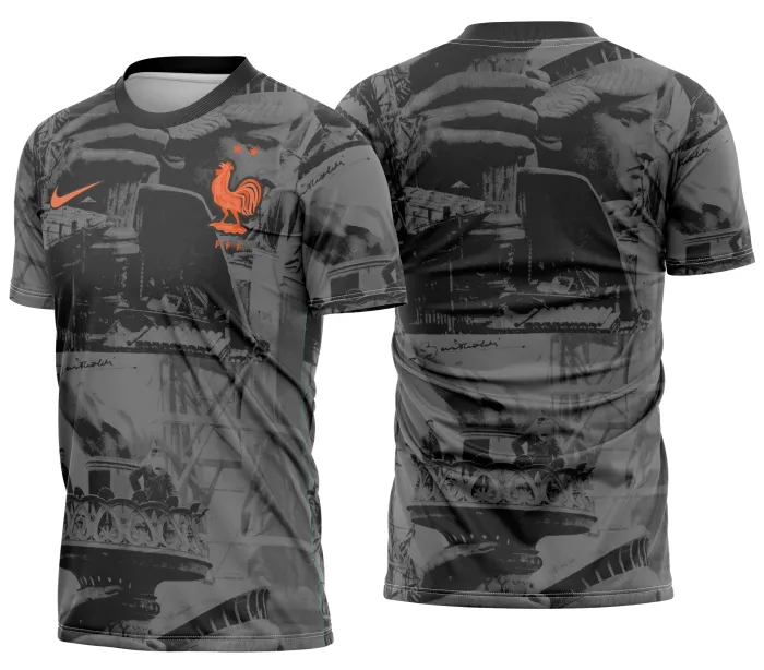 Camiseta unissex branca com logo no peito e estampa grande nas costas sobre o tema França Lifestyle Copa do Mundo 2026, ideal para torcedores que buscam estilo e conforto.