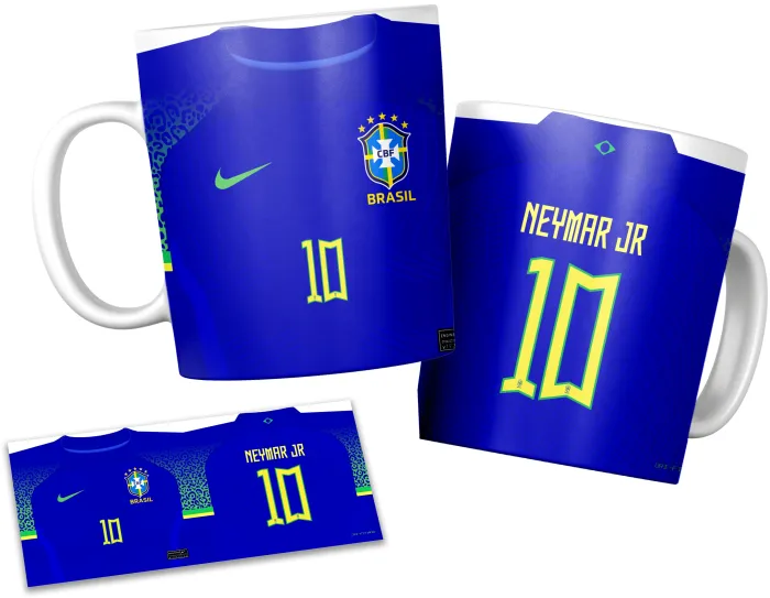 Camiseta unissex branca com logo no peito e estampa grande nas costas inspirada na Caneca Brasil Reserva 2022-23, ideal para quem ama futebol e cultura brasileira.