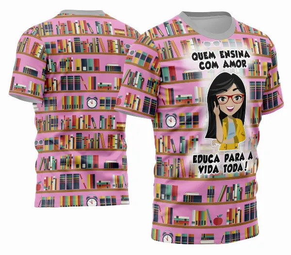 Educação com Estilo: Arte Vetor em Camisas para Professoras 2024 Modelo 01