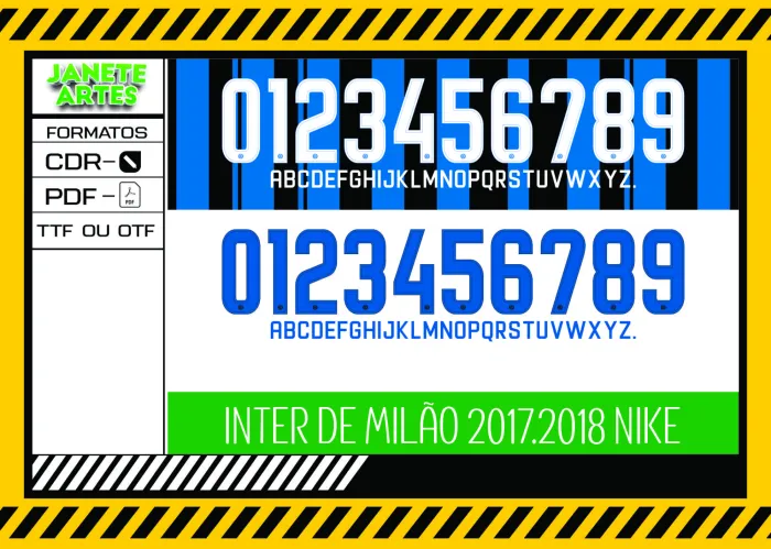 Fonte de Time Tipografia Inter de Milão 2017 - 2018