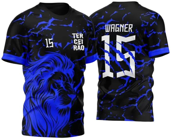 InterClasse Arte Vetor Camisa 2023 Leão Fundo Azul