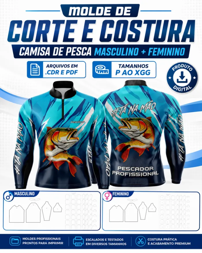 Camiseta unissex preta com logo no peito e estampa grande nas costas, estilo raglan manga longa com tema pesca, perfeita para momentos ao ar livre e esportes.
