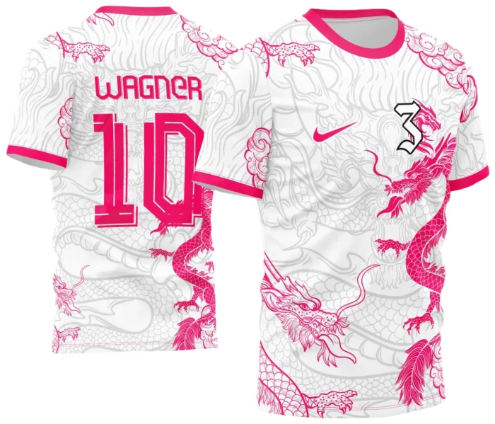 Template Futebol Interclasse Dragão Pink White - Arte Vetor