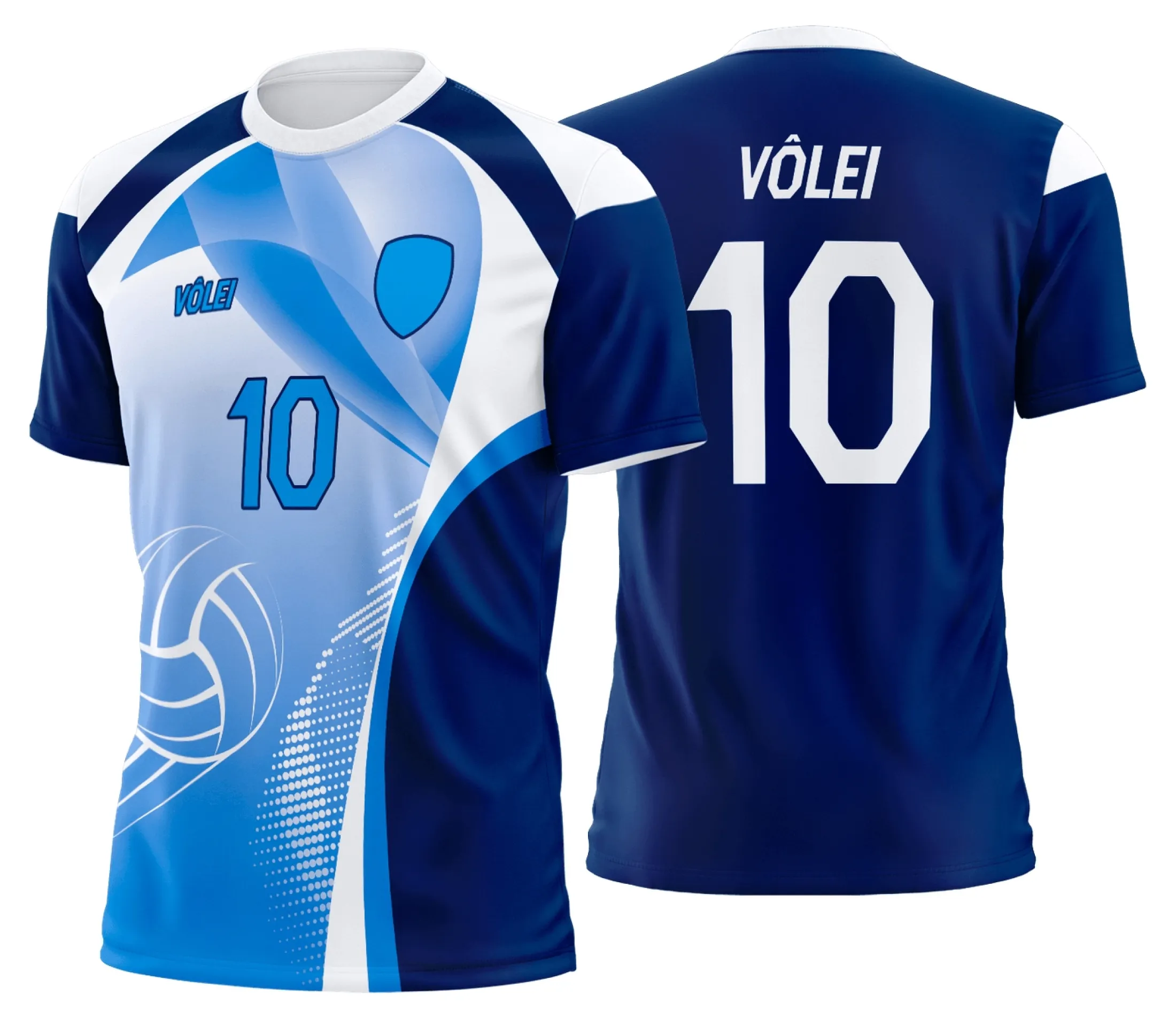 Camisa unissex preta com logo no peito e estampa grande nas costas, design personalizado para uniforme de vôlei profissional, ideal para times e atletas.