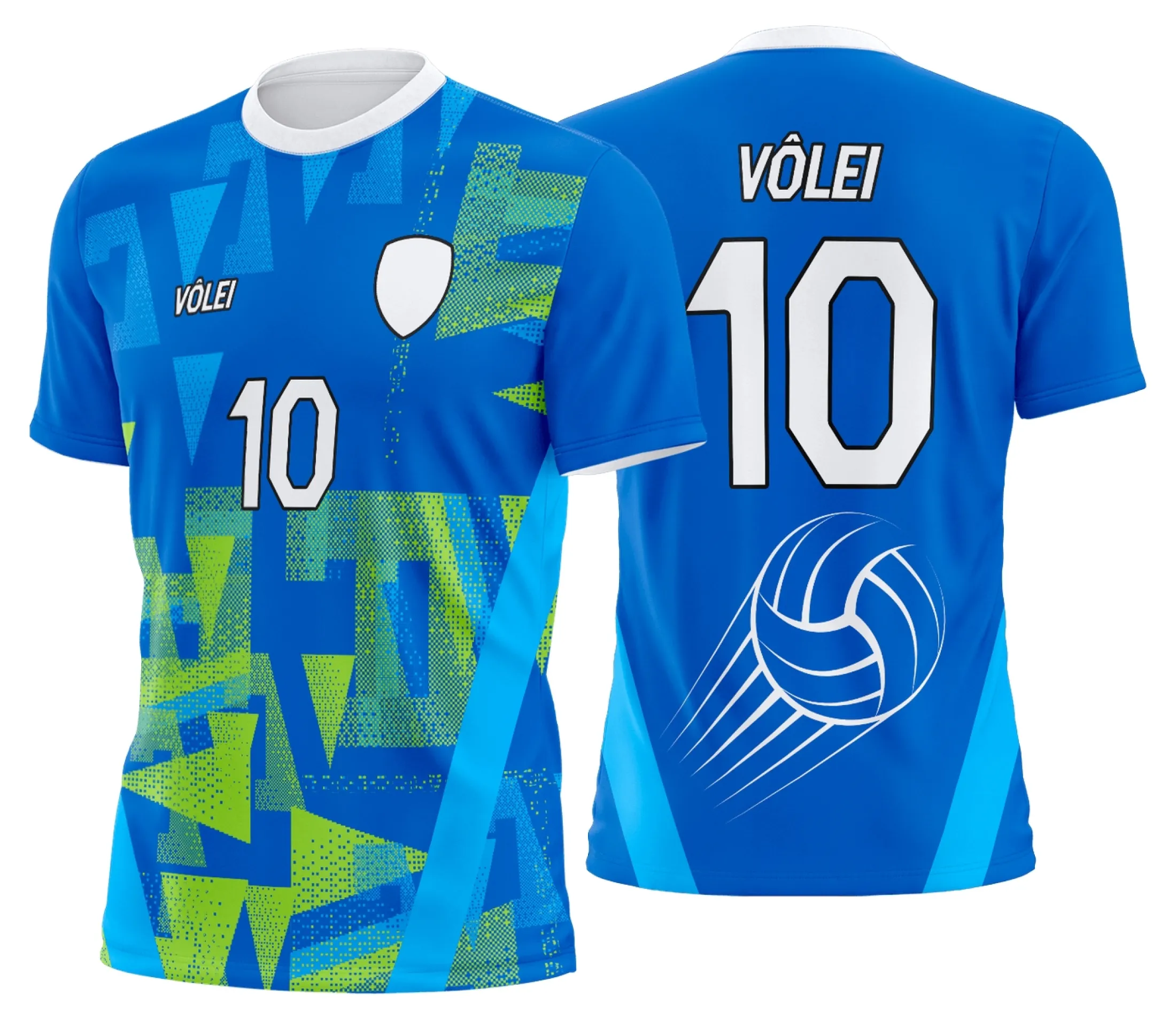 Camisa unissex preta com logo no peito e estampa grande nas costas, tema Uniforme de Vôlei Personalizado Profissional, ideal para times e eventos esportivos.