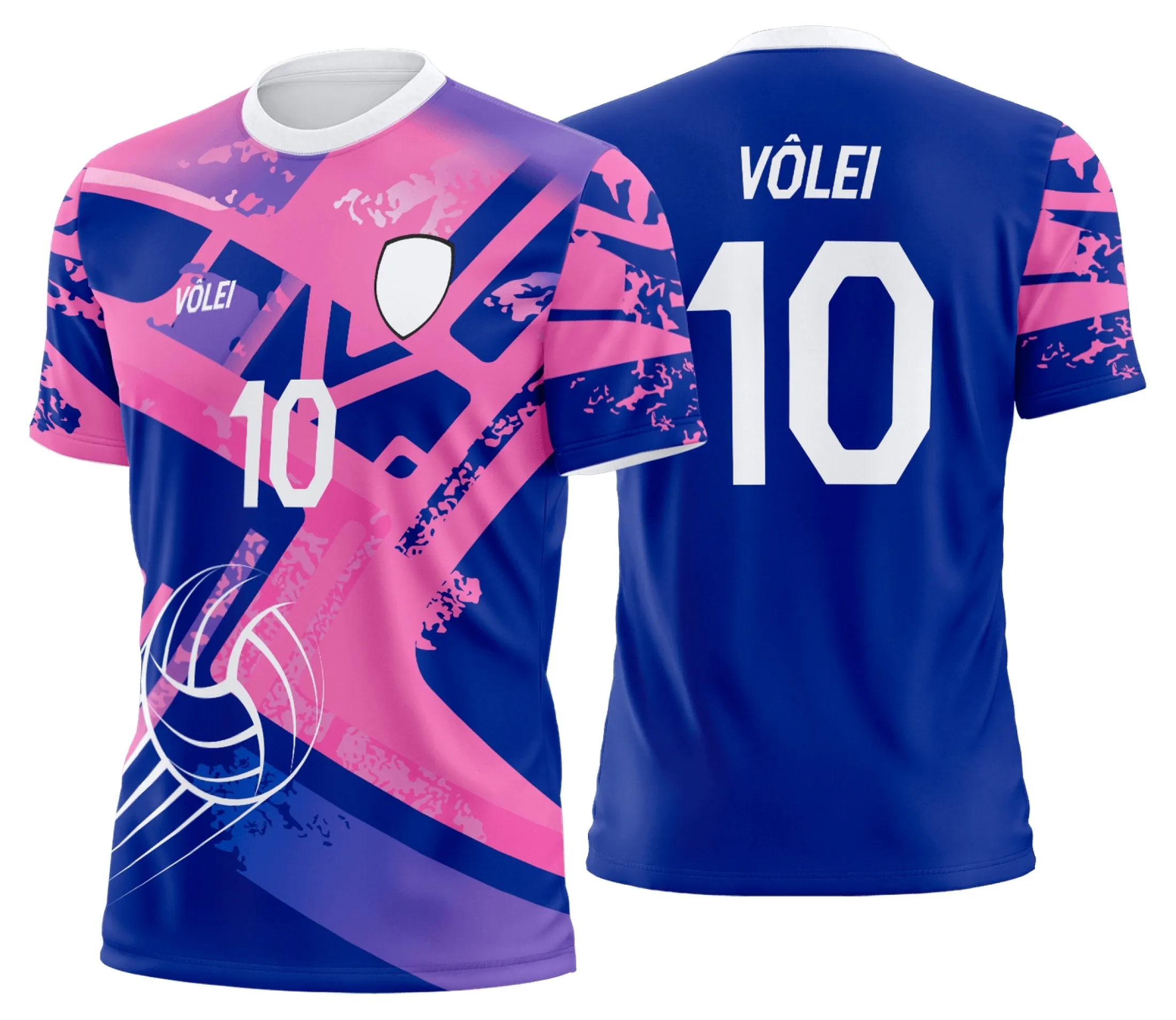 Camisa preta unissex com logo no peito e estampa grande nas costas, design moderno de uniforme de vôlei personalizado profissional, ideal para equipes e atletas.