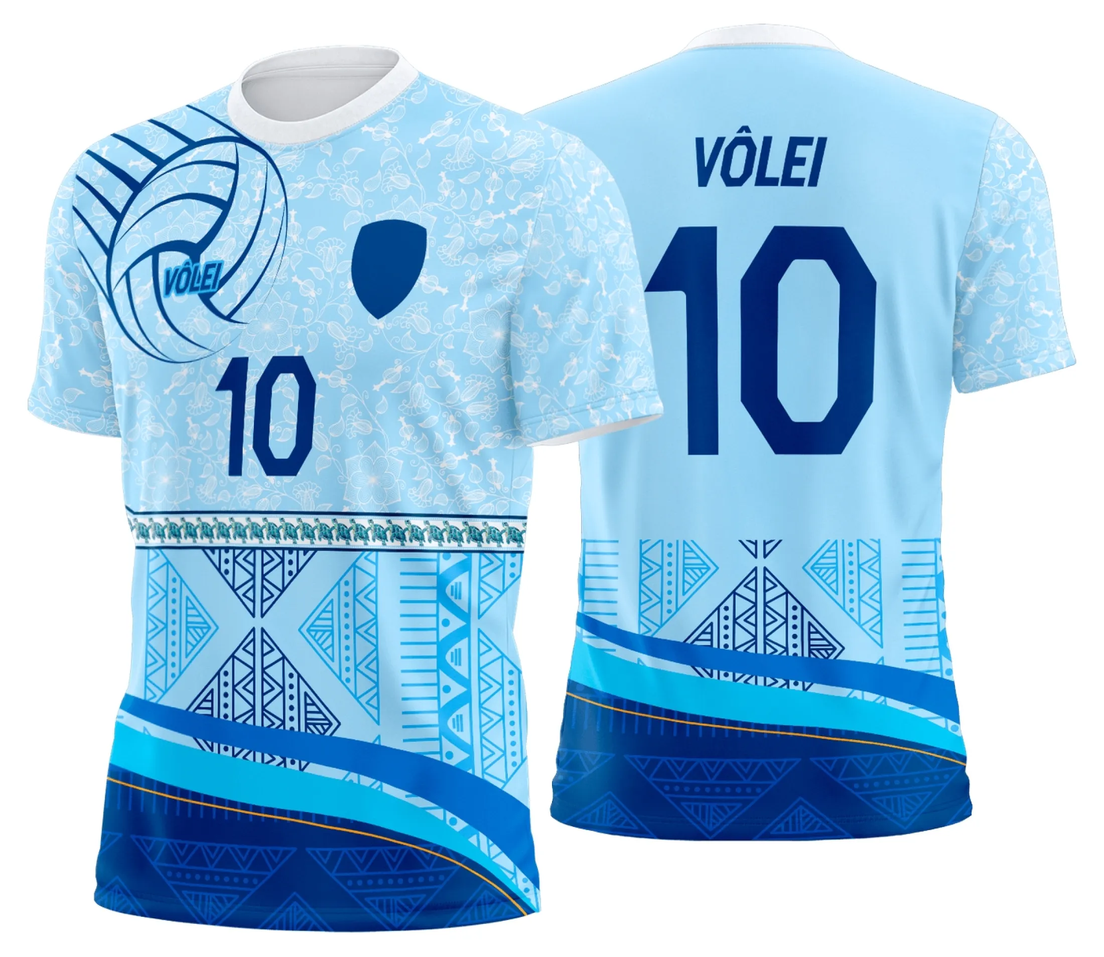 Camisa unissex preta com logo no peito e estampa grande nas costas de uniforme de vôlei personalizado profissional, perfeita para jogos e treinos.