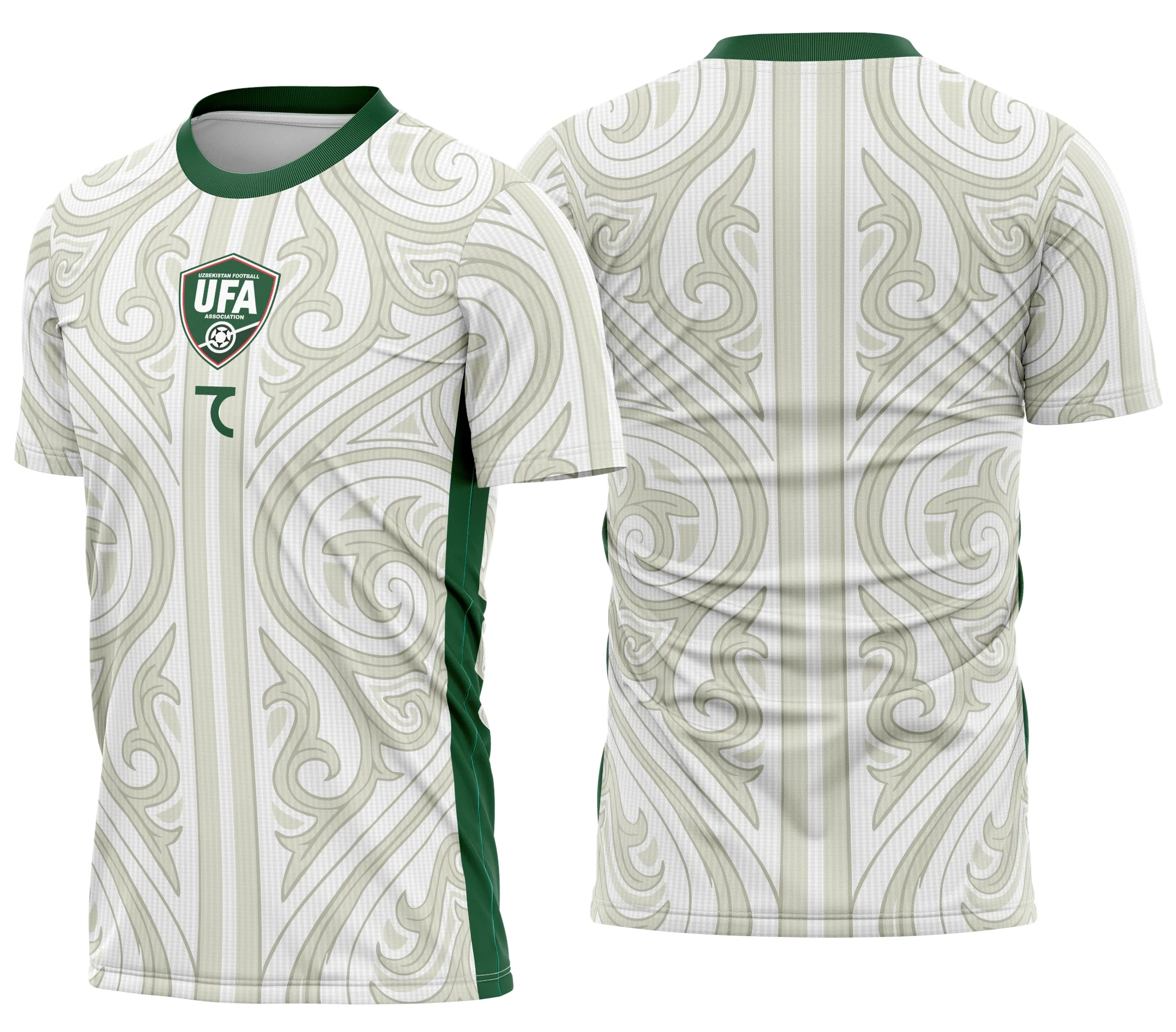 Camiseta unissex preta com logo no peito e estampa grande nas costas, destacando o tema Uzbequistão Conceito Reserva 2026, estilo moderno e original para fãs e colecionadores.