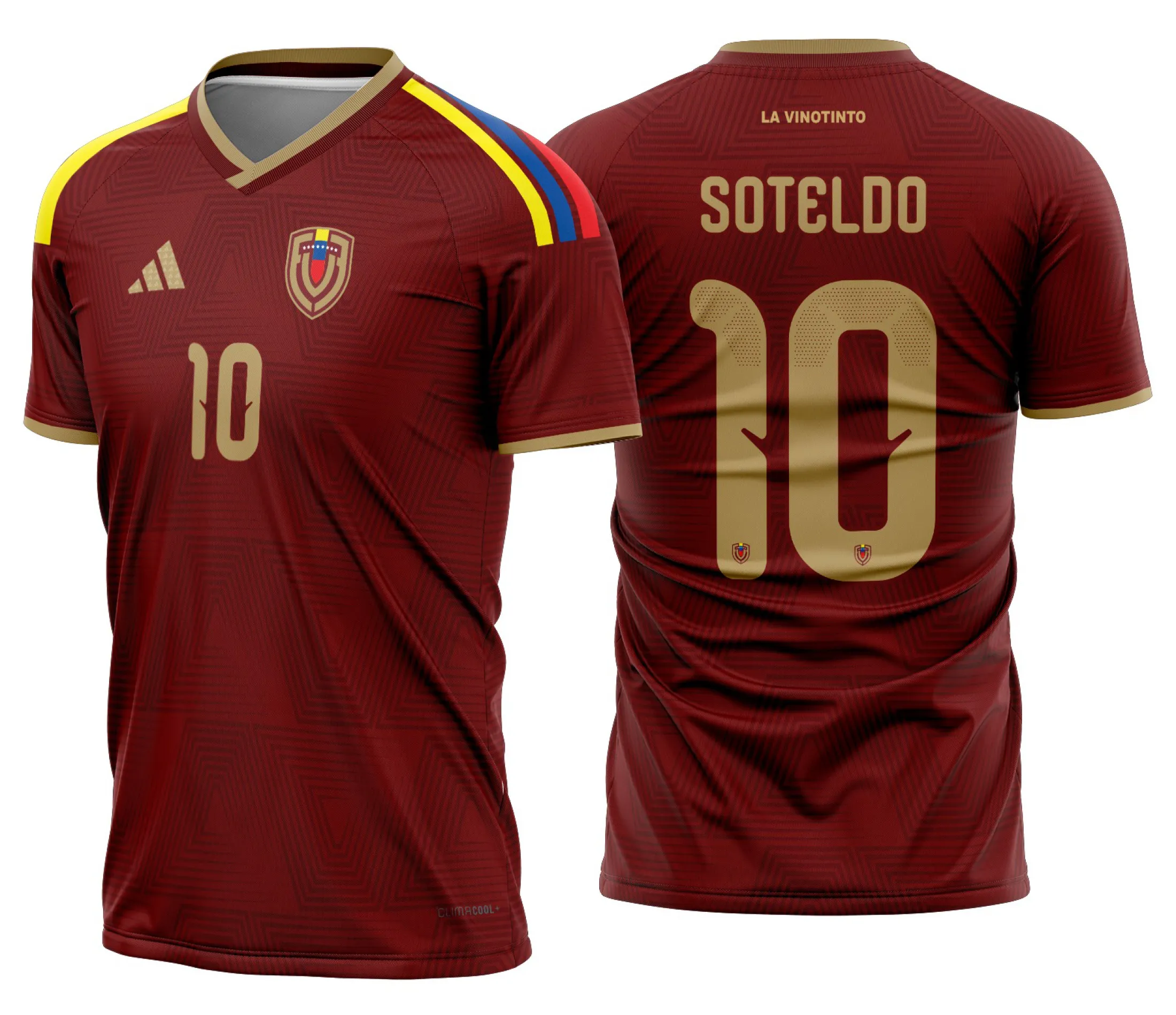 Camiseta unissex preta com logo no peito e estampa grande nas costas, tema Venezuela Titular Copa do Mundo 2026, perfeita para torcedores e colecionadores